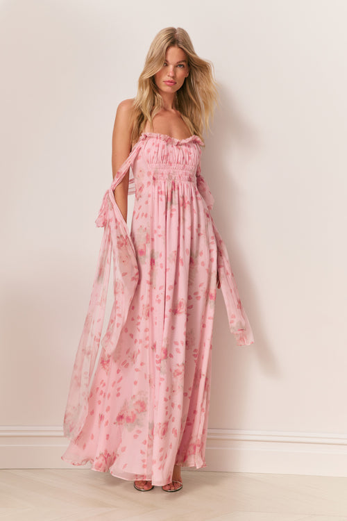 Marlana Floral Silk Chiffon Maxi Dress