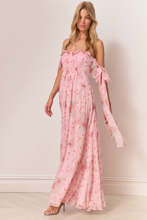 Marlana Floral Silk Chiffon Maxi Dress