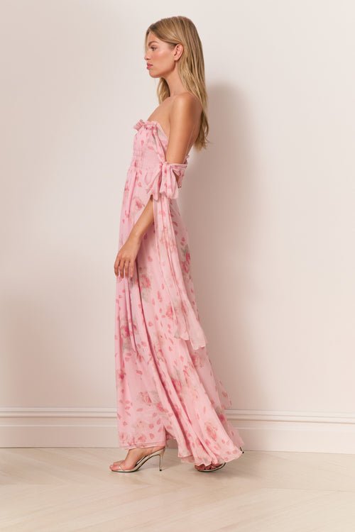 Marlana Floral Silk Chiffon Maxi Dress
