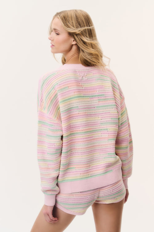 Marlieanna Striped Crochet Pullover