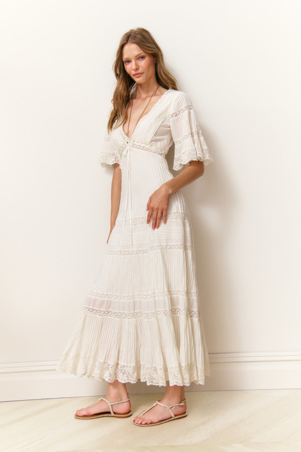 Marlowe Asymmetric Pleated Button-Front Dres
