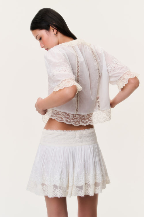 Levant Cotton Lace-Trimmed Mini Skirt