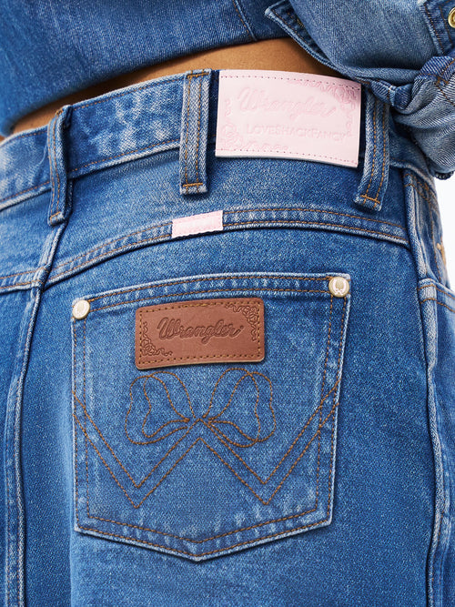 Wrangler x LoveShackFancy Raw Edge Denim Mini Skirt