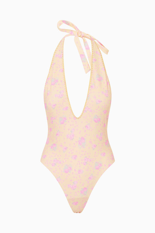 Meegan Floral Halter One-Piece Swimsuit