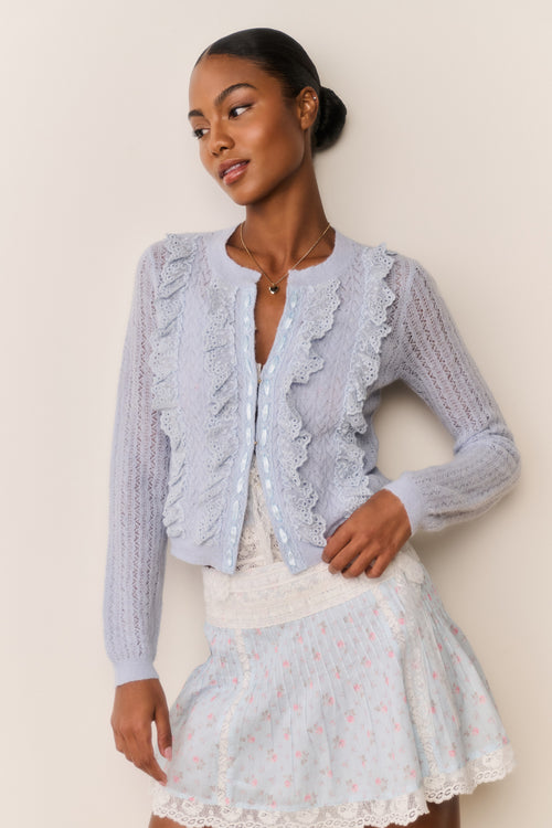 Melisse Eyelet Ruffle Cardigan