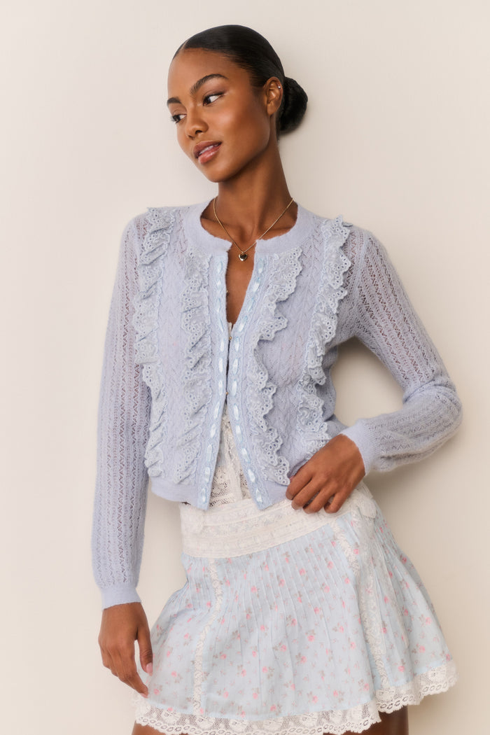Melisse Eyelet Ruffle Cardigan
