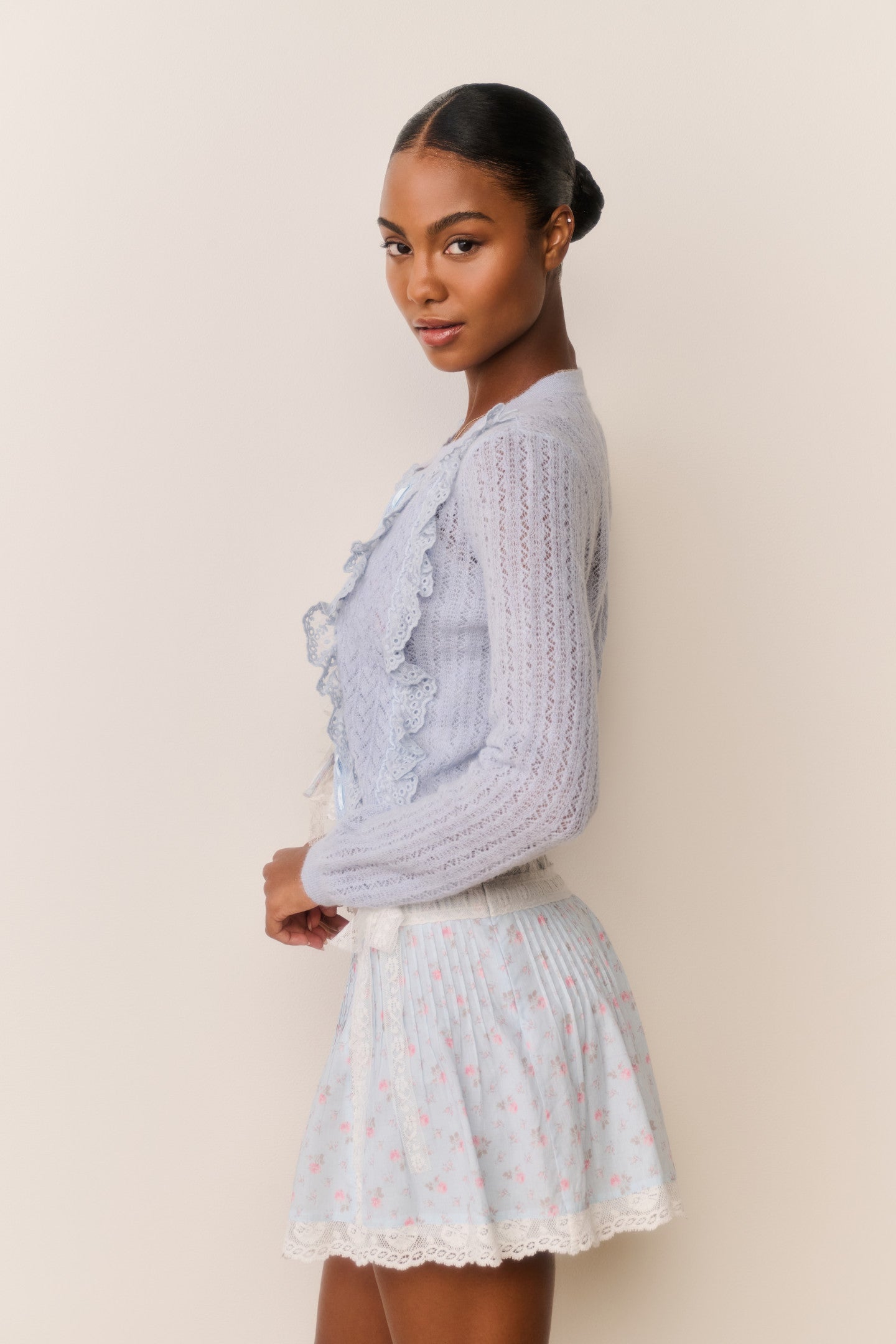 Melisse Eyelet Ruffle Cardigan