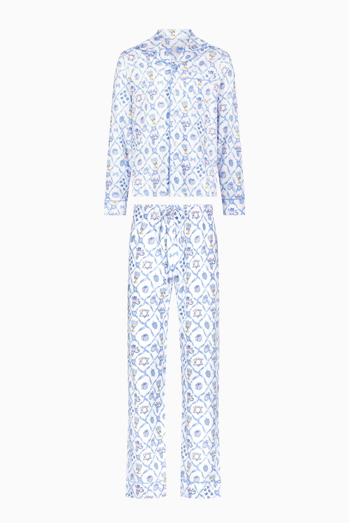 LoveShackFancy x Roller Rabbit Mens Starry Nights Lattice Long Sleeve Pajamas