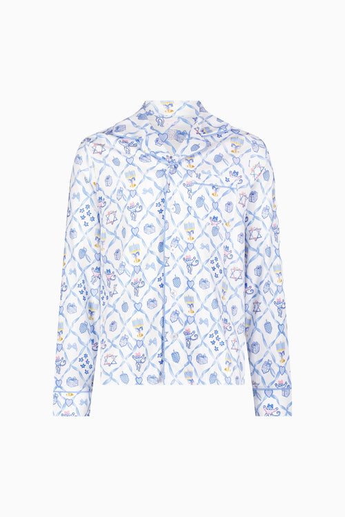 LoveShackFancy x Roller Rabbit Mens Starry Nights Lattice Long Sleeve Pajamas