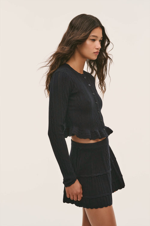 Rora Stretch Pointelle Mini Skirt