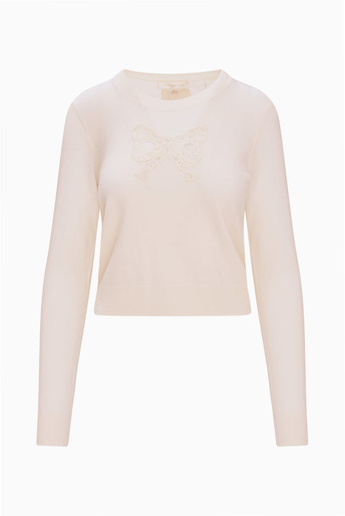 Mingley Lace Bow Wool Sweater