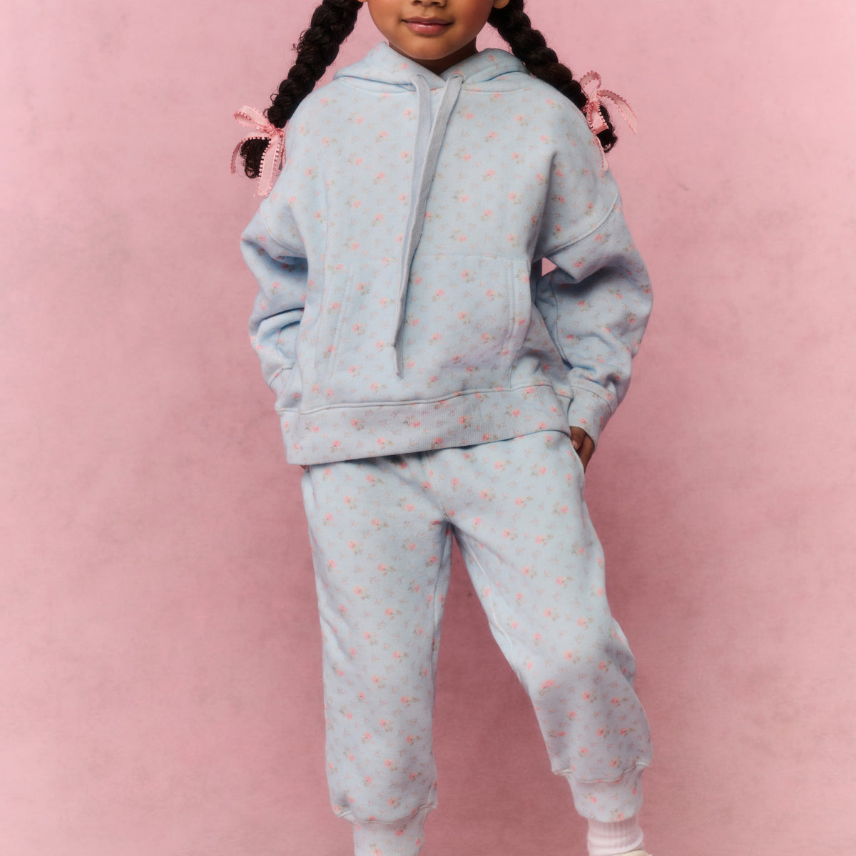 Girls Floral Knit Long Sleeve Relaxed Hoodie | LoveShackFancy