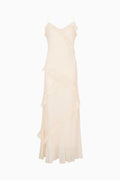 White evening gown on a white background