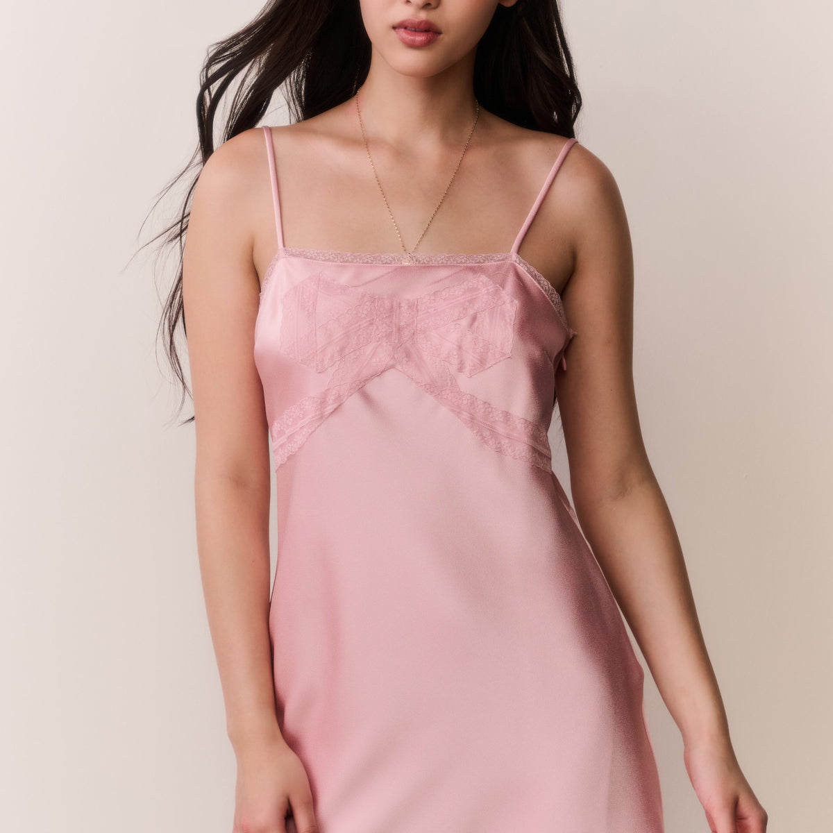 Mirelis Lace Bow Crepe Mini Dress for Women in Potpourri Pink, Size: Large, by LoveShackFancy