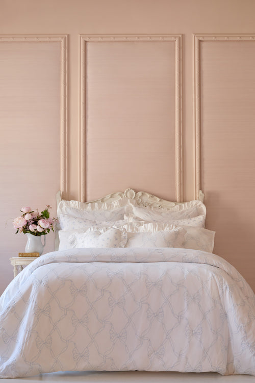 Embroidered Bow Duvet Cover + Sham Set