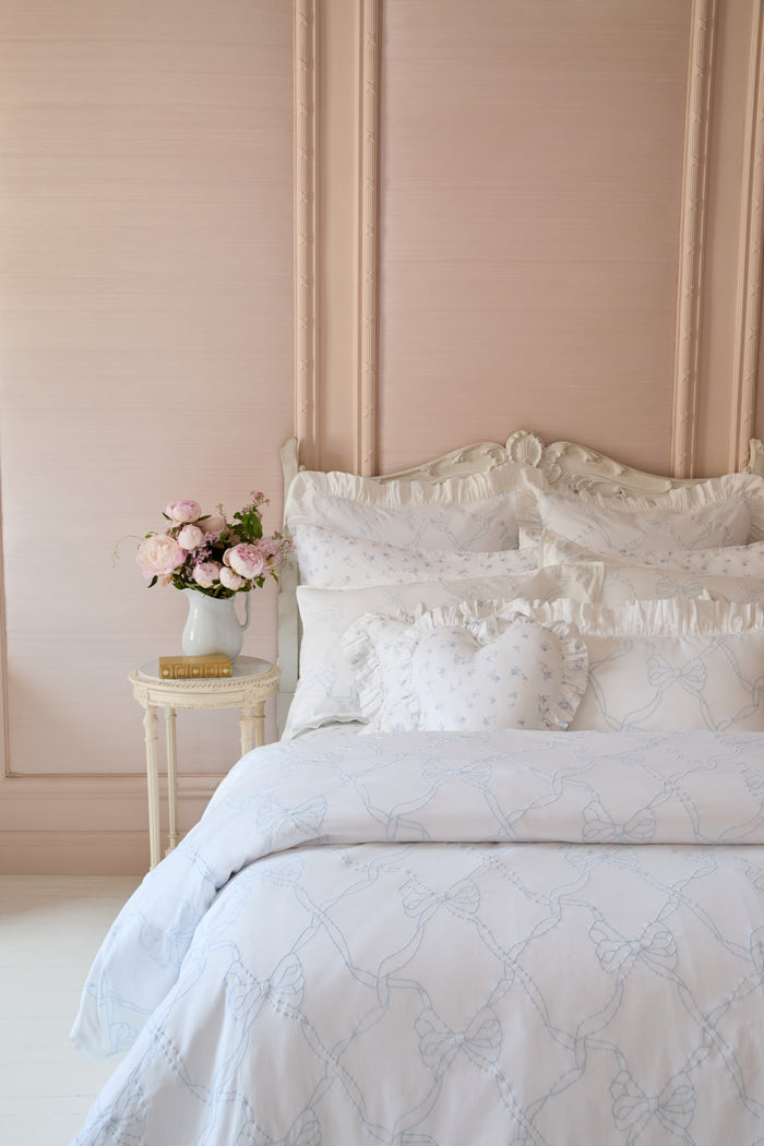 Embroidered Bow Duvet Cover + Sham Set