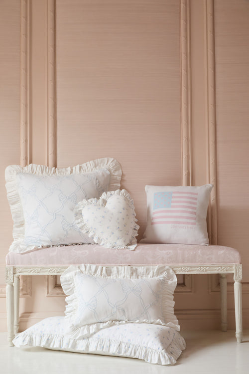 Garden Bow Ruffle Throw Pillow