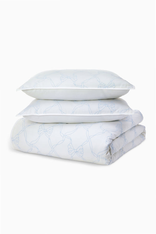 Embroidered Bow Duvet Cover + Sham Set