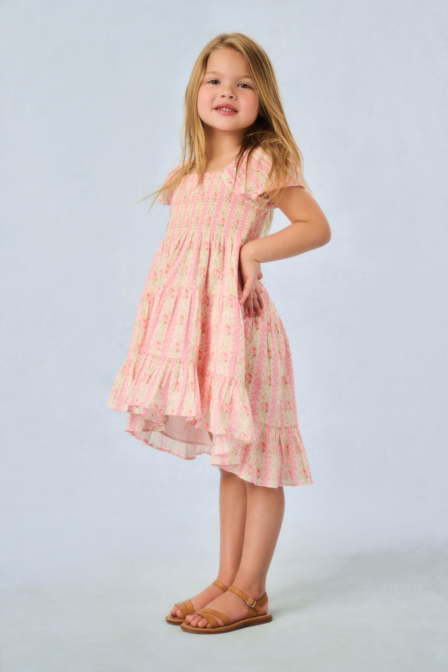 Girls Muriella Fragrance Print Flutter Sleeve Dress