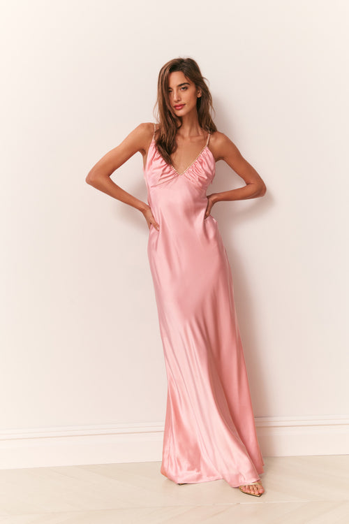 Mystara Satin Maxi Dress