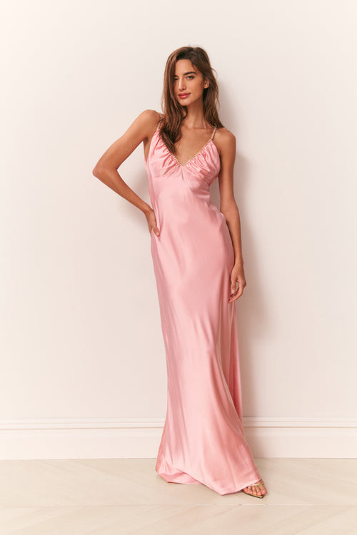 Mystara Satin Maxi Dress