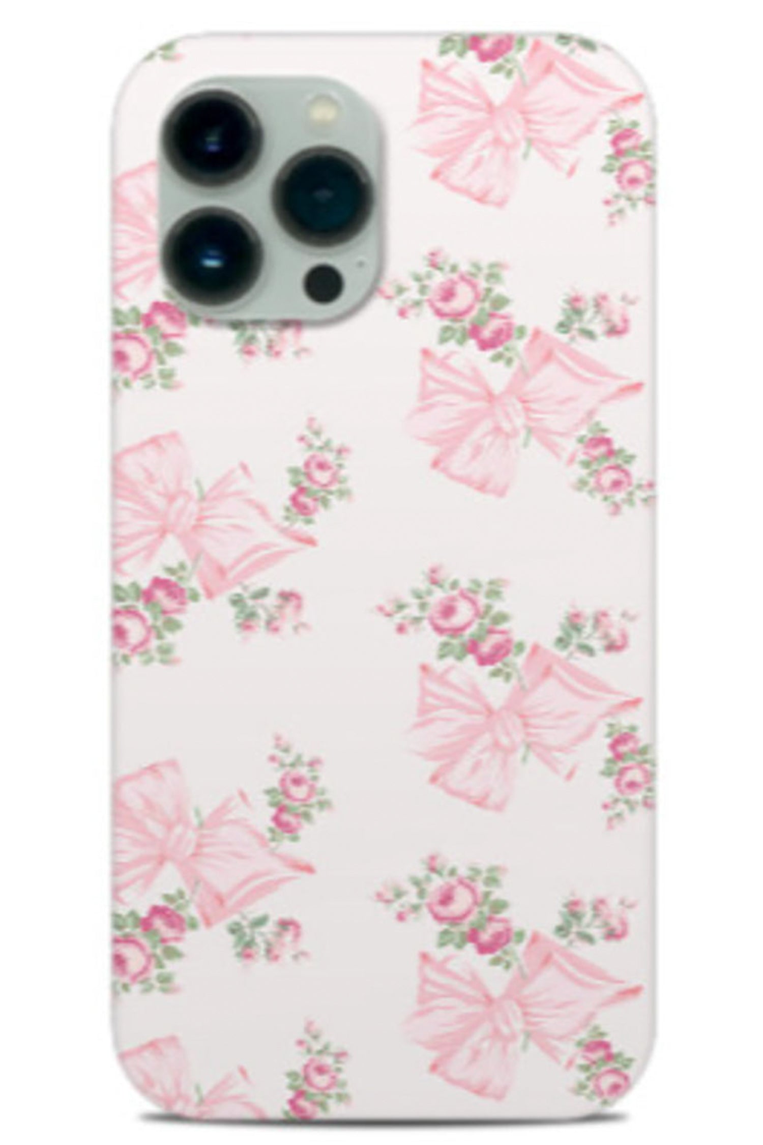 Hard Shell Pink floral & Bow Iphone 14 case.