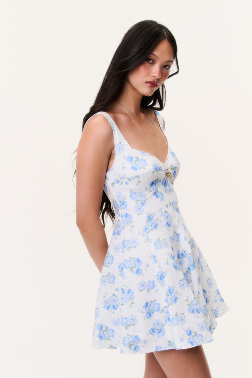 Nabi Linen Floral Mini Dress