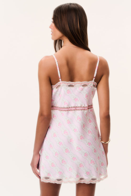Nicoli Floral Satin Mini Slip Dress