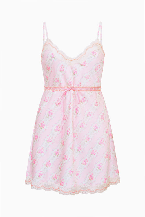 Nicoli Floral Satin Mini Slip Dress