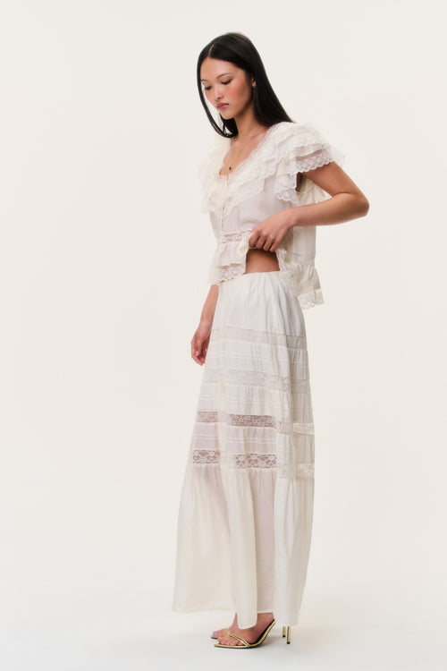 Nivine Silk Lace Maxi Skirt