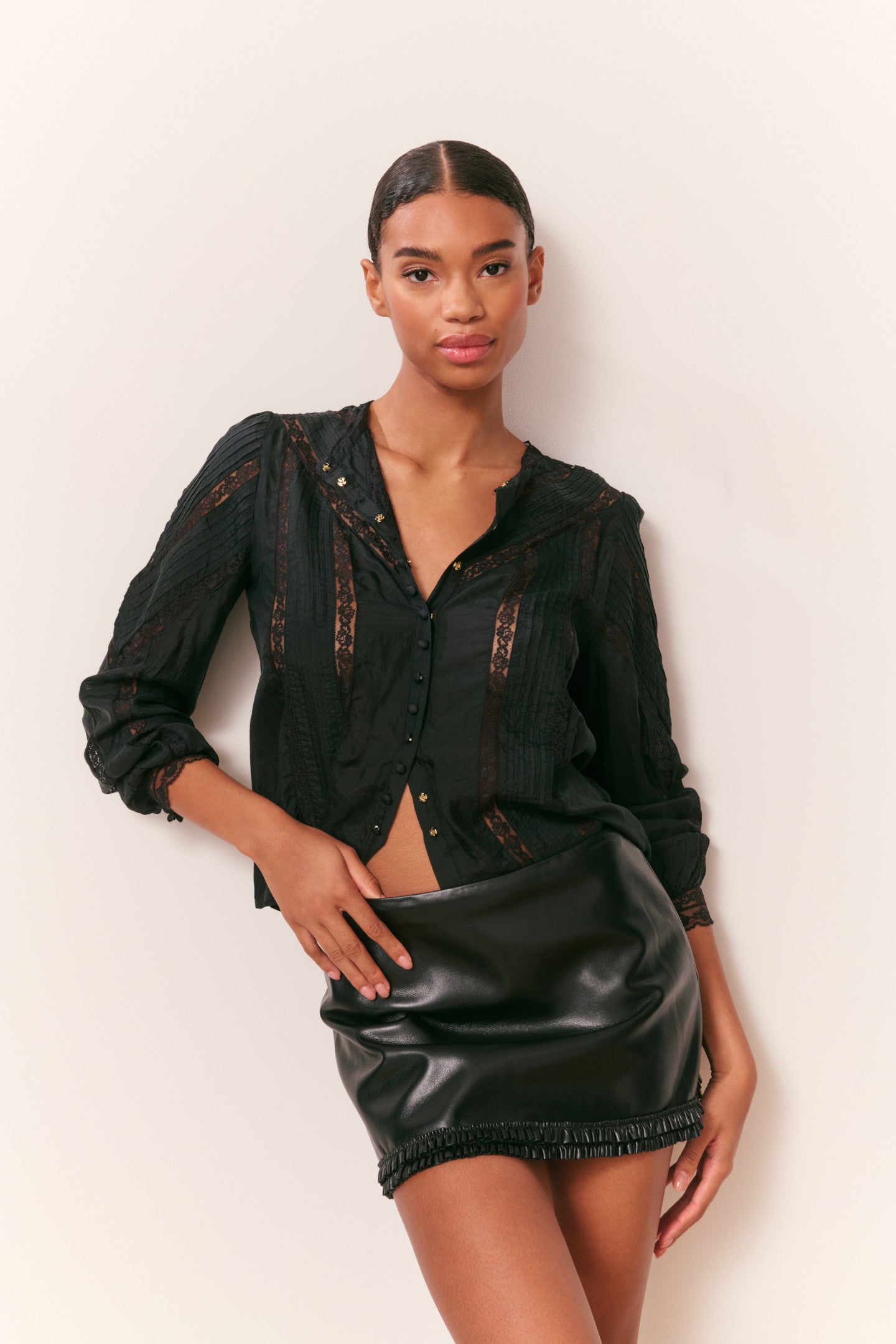 IMVAL インヴァル / Leather Sailor Skirt Noala Faux Leather Mini Skirt