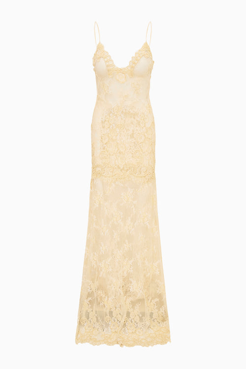 Noira Lace Pearl-Embellished Gown