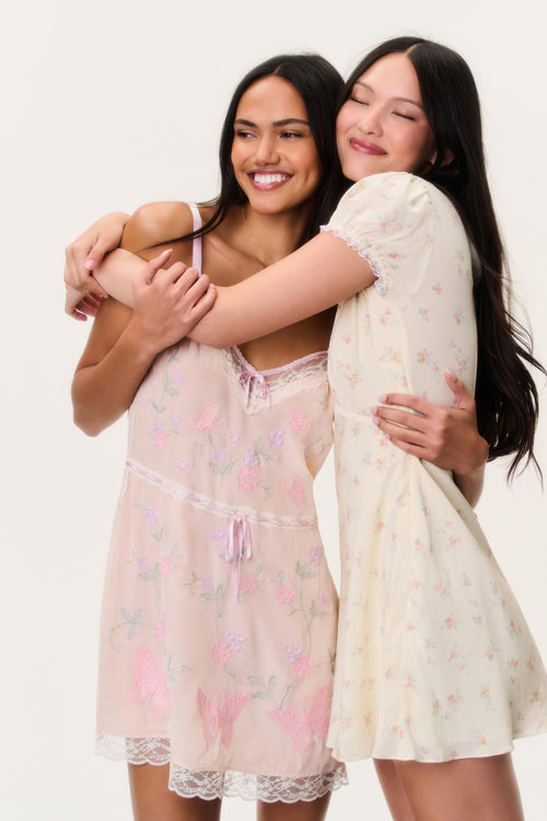Nouvelle Embroidered Butterfly Mini Dress