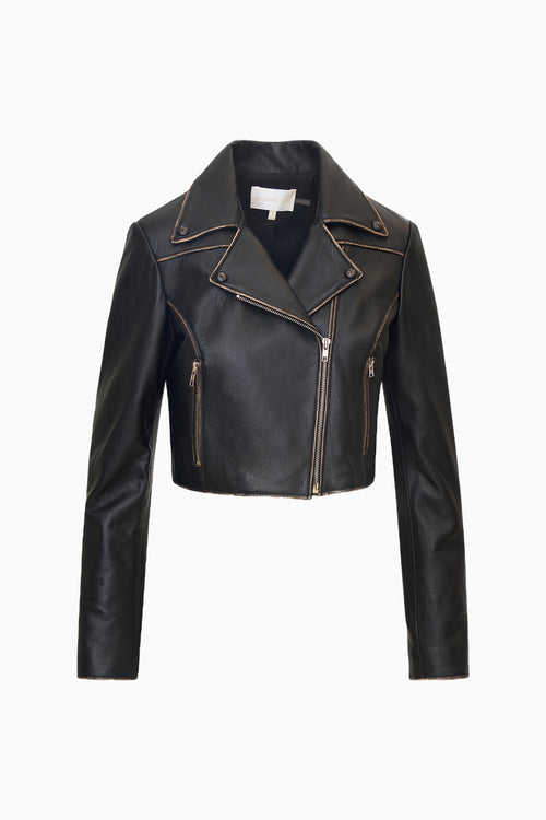 Nyssara Distressed Leather Jacket