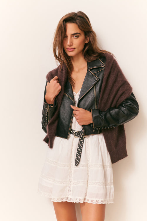 Nyssara Distressed Leather Jacket