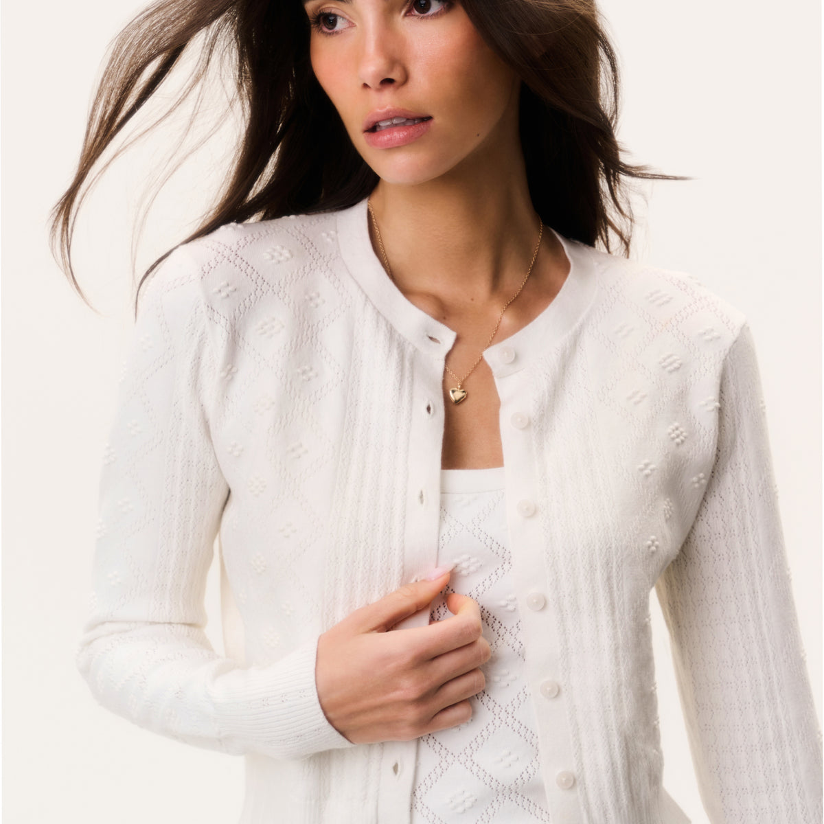 Cropped V-Neck Long Sleeve Knit Cardigan | LoveShackFancy