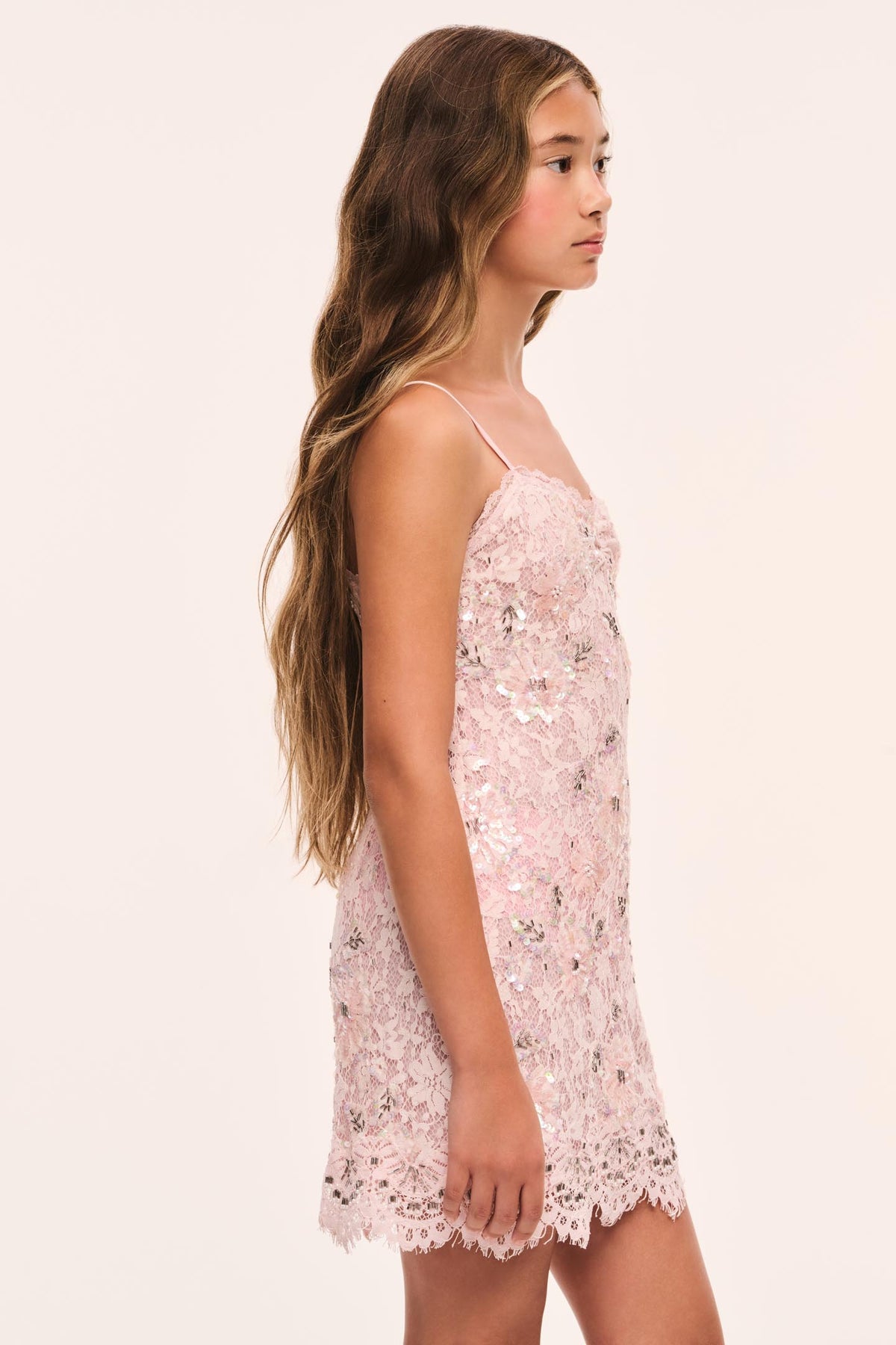 Tween Embellished Lace Jetta Dress - OPALINE PINK
