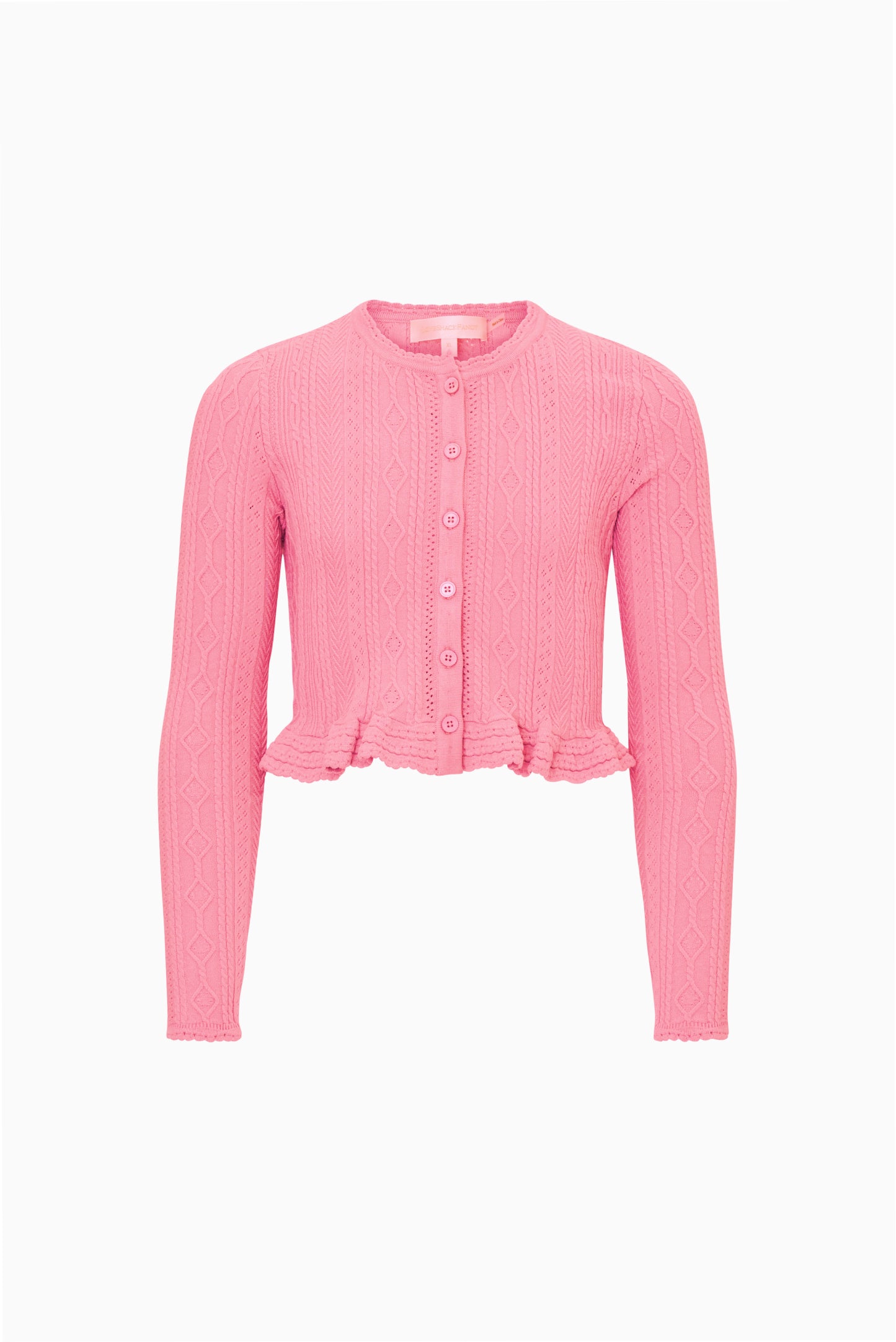 Girls Ribbed Ruffle Hem Long Sleeve Cardigan | LoveShackFancy