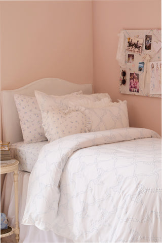 Embroidered Bow Duvet Cover + Sham Set