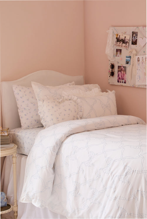 Embroidered Bow Duvet Cover + Sham Set