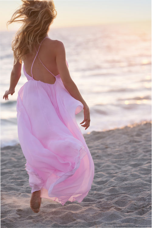 Dayna Chiffon Open Back Maxi Dress