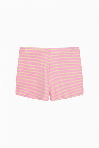 Veluna Terry Stripe Mini Shorts