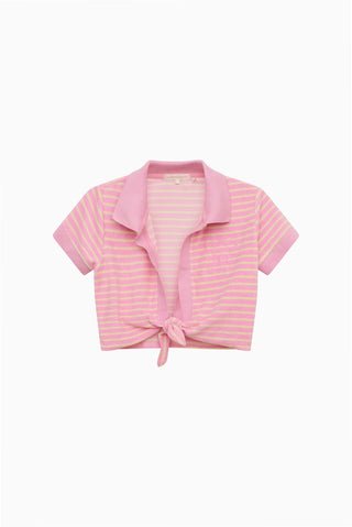 Waverlynn Cropped Terry Stripe Polo