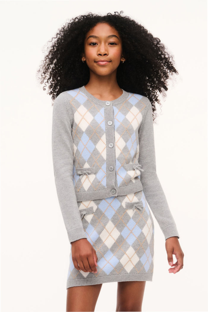 Tween Argyle Renilly Cardigan
