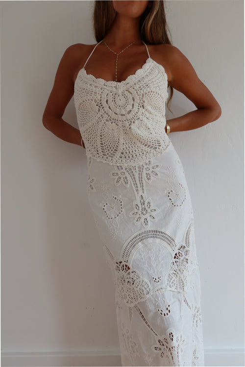 Veyla Crochet Eyelet Maxi Dress