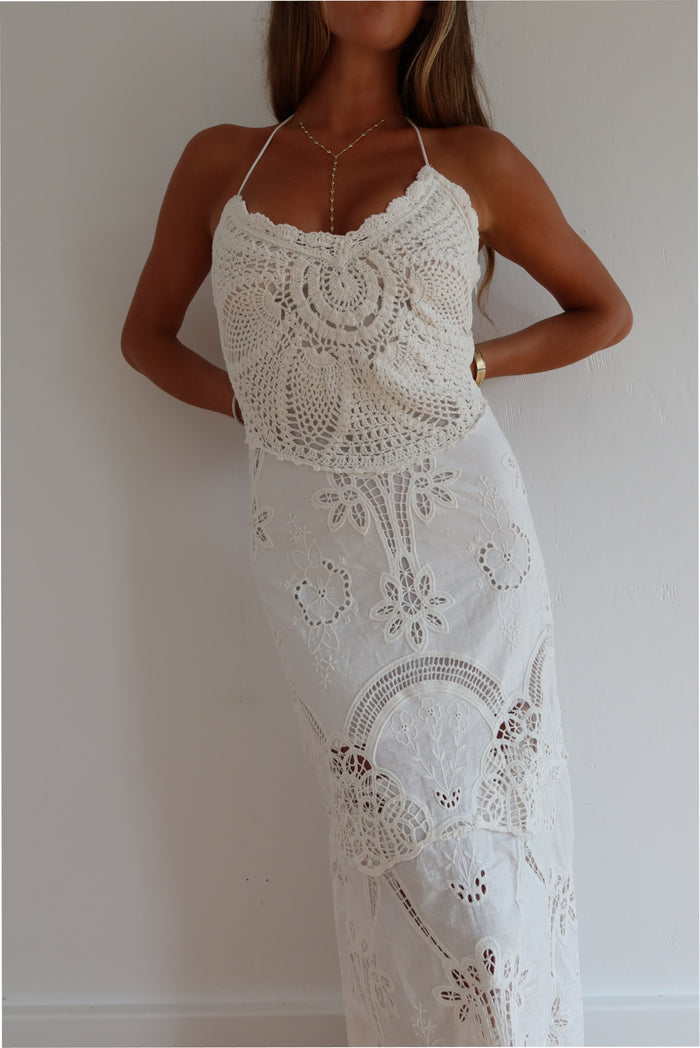 Veyla Crochet Eyelet Maxi Dress