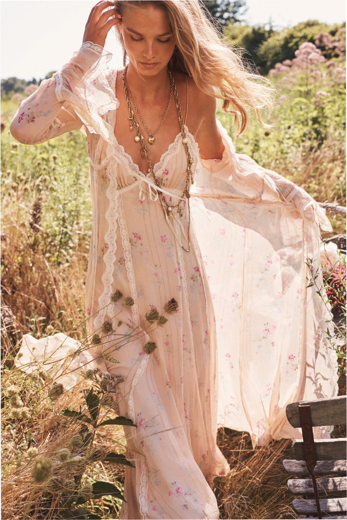 Mariven Silk Lace-Trimmed Duster