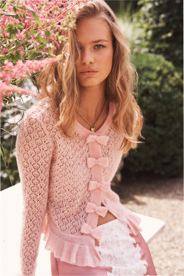 Galle Wool-Mohair Pointelle Cardigan