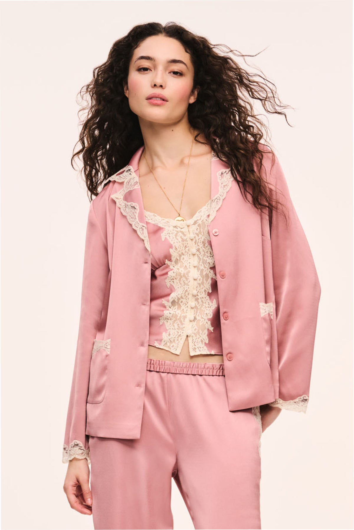 Chelly Crepe Button-Down Top