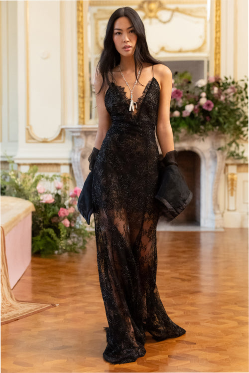 Mirala Crystal Lace Maxi Dress
